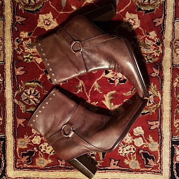 ARTURO CHIANG 10 Pointed toe Studded Embroidered Brown leather bootie Zipper - Picture 10 of 16